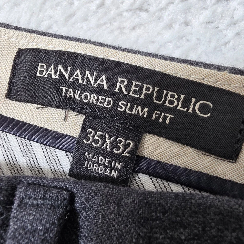 Banana Republic Dress Pants Mens 35/32 Grey Stretch Tailored Slim Fit Flannel